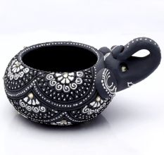 Washable Terracotta Modern Elephant Diya Tealight T-Light Holder - Grey